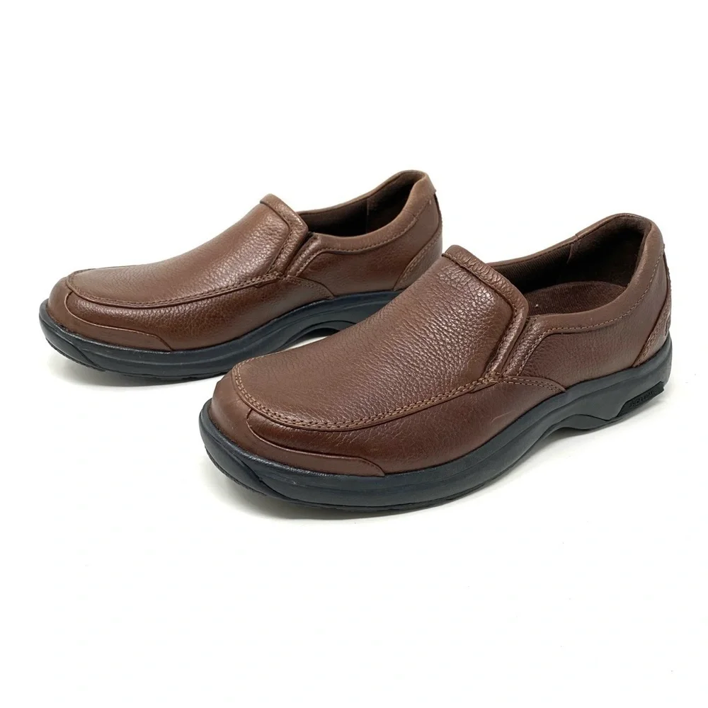 Dunham Battery Park Leather Slip On Brown Loafer